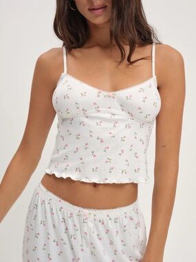 For Love and Lemons Pointelle Elliana Sleep Top XS